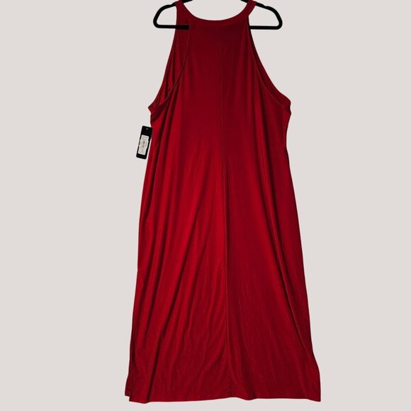 Bebe Red Sleeveless A-Line Maxi Dress Side Slit Womens Plus Size 2X - Picture 2 of 5